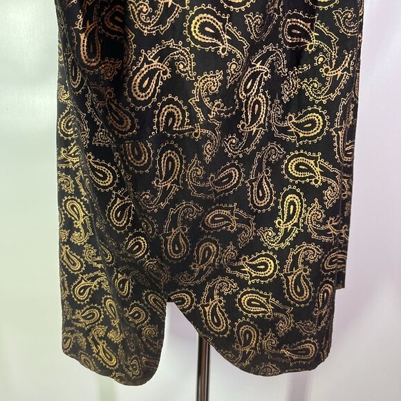 Vintage Alicia Herrerra Size 6 Button-Front Black Gold Paisley Shirt Nubuck - Picture 3 of 11
